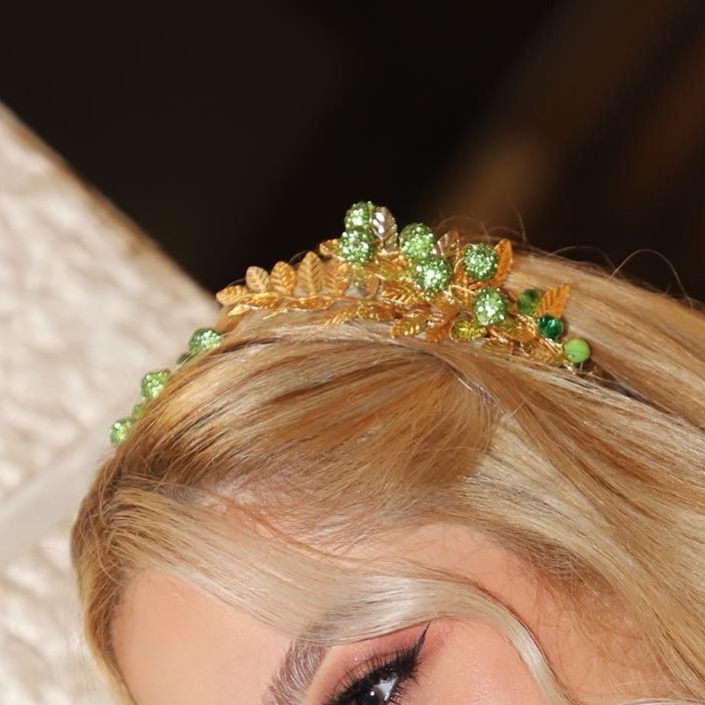 Handmade Headpiece Gold&Emerald - Picture 2 of 2
